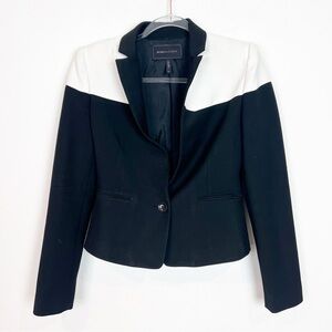 BCBG MAXAZRIA BLACK CREAM ONE BUTTON BLAZER WOMENS SZ XS